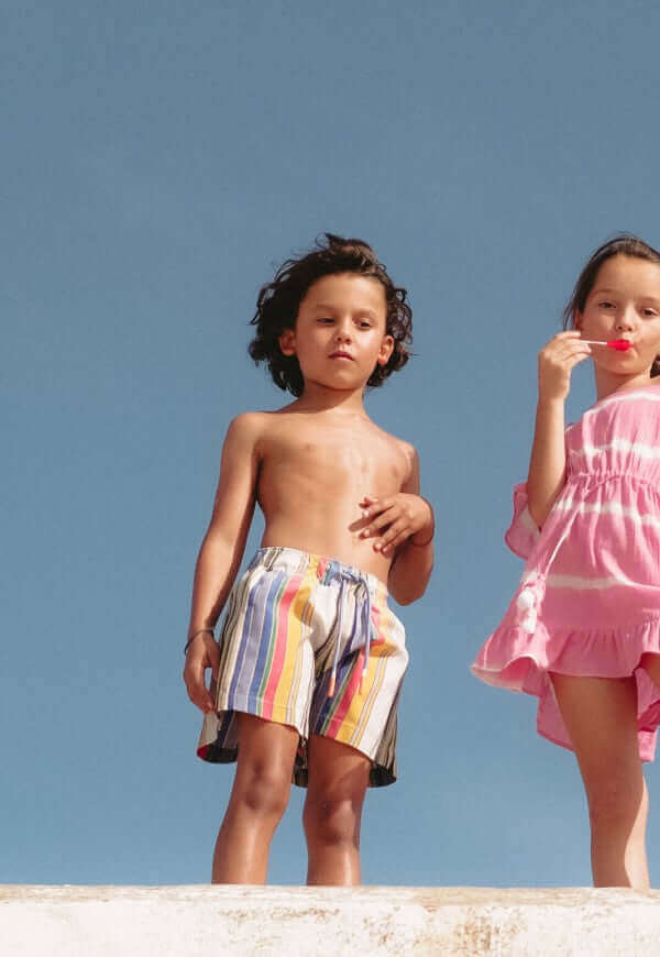 Boys' swim trunks, multicolored stripe Havana short - Petitpyla